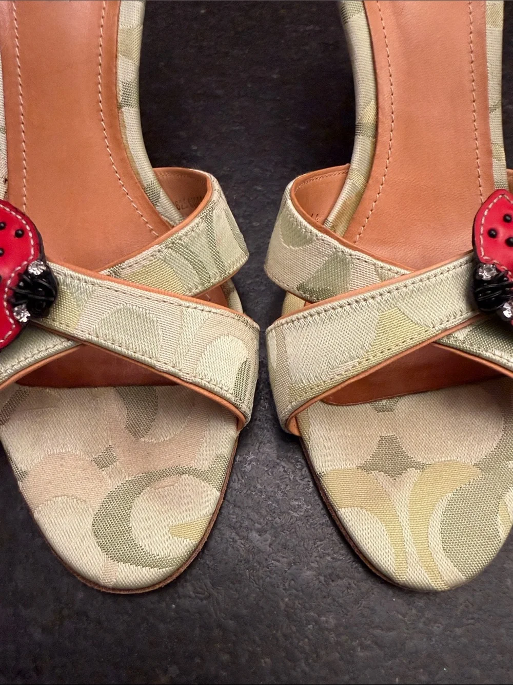 Coach rare ladybug slides vintage shoes 7 B